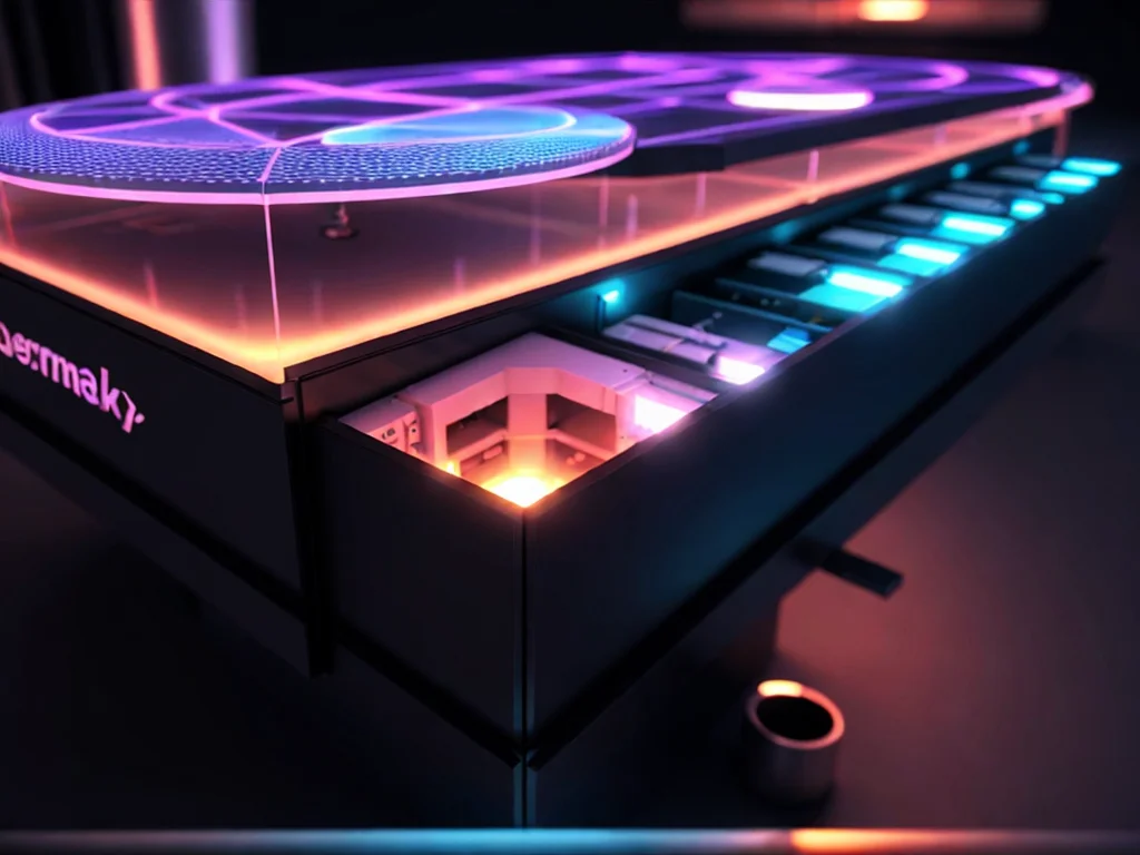 Futuristic data center with holographic CI/CD and CAS integration.
