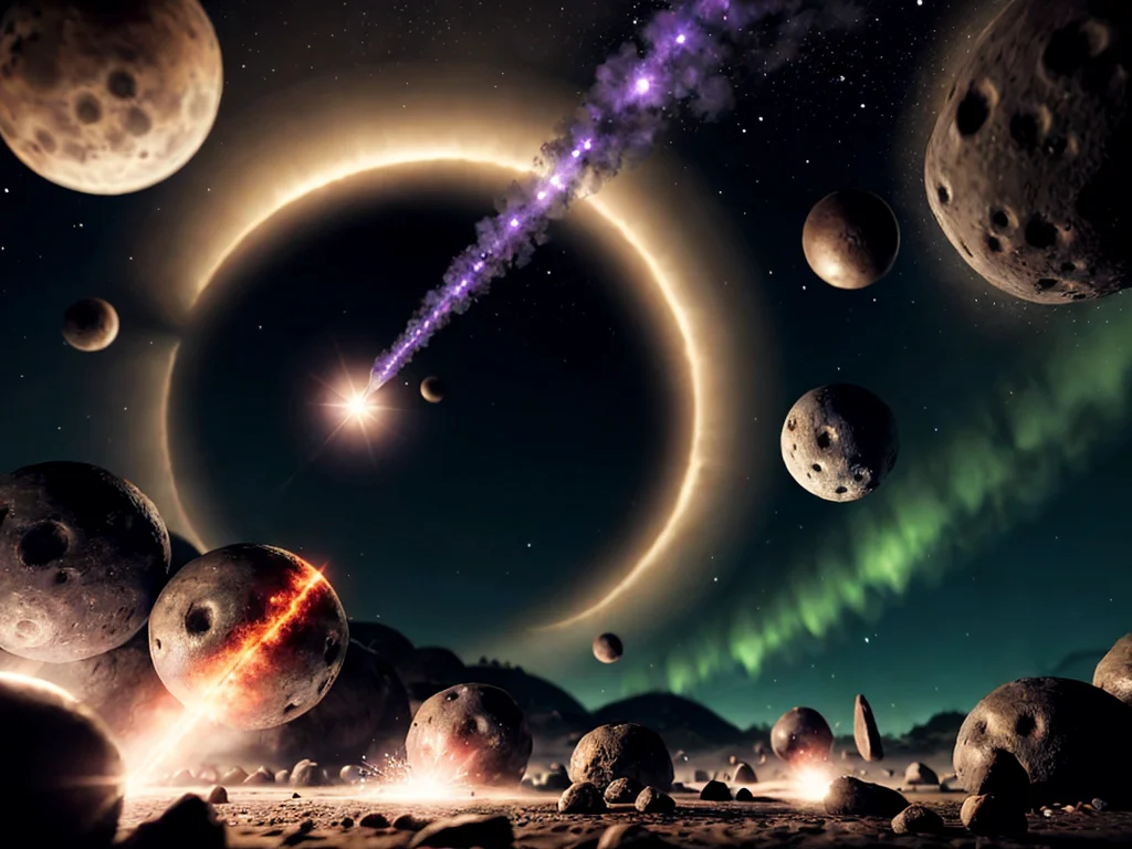 Antigravity arcade game with spaceship and asteroids reversing direction during power-up